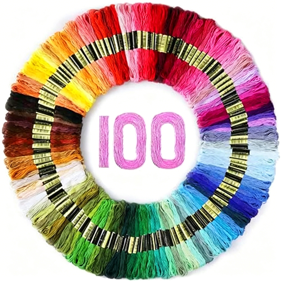 PALINO Embroidery Thread Floss,100 Colors Skeins Rainbow Cross Stitch Thread,8M Friendship Bracelet String Kit Craft Floss,Needlepoint Cotton Yarn