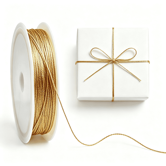PALINO Gold Metallic Bakers String-98Ft Decorative Gold Wrapping String,Thin Ribbon Golden Thread String,Glitter-Gold Cord for Diy Crafting,Gift Wrapping,Christmas Decorations,Tags Ornaments