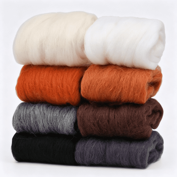 PALINO Needle Felting Wool 2.82 Oz (80 G),8 Colors Wool Roving,Felting Wool,Wool Roving for Needle Felting,For Diy Craft Materials,White,Black,Brown