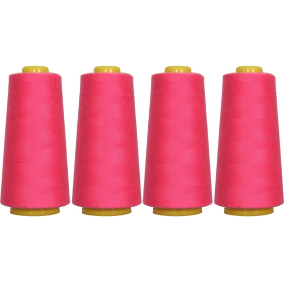 PALINO Polyester Serger Thread - 2750 Yds 40/2 - Hot Pink - 56 Colors Available - 4 Cone Bundle Pack