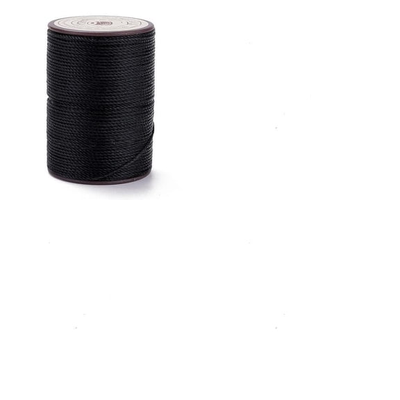 PALINO Round Waxed Polyester Thread String Micro Macrame Cord Twisted Cord for Leather Sewing Stitching Black 0.8Mm 54.68 Yards(50M)/Roll for Diy Black Thread for Sewing