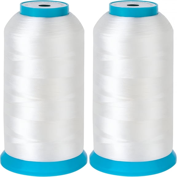 PALINO Set of 2 White Bobbin Thread/Bottom Thread 60Wt Spool 5000M for Embroidery and Sewing Machines