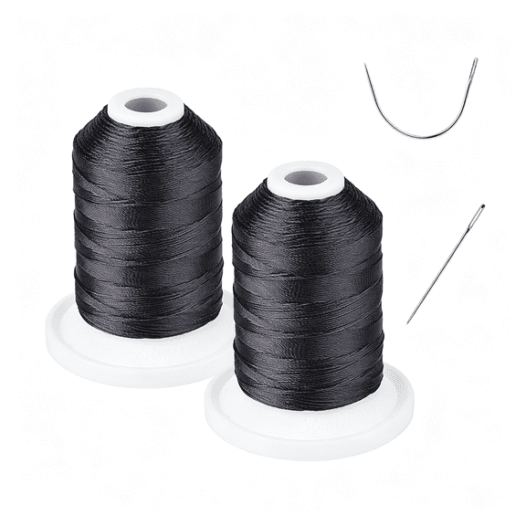 PALINO Uv Resistant-Heavy Duty Outdoor Thread for Hand Or Machine Sewing-100% Polyester Bonded Thread Tex 69(12Wt)-250 Yardsx2 Spools Np-Black-Sewing Thread