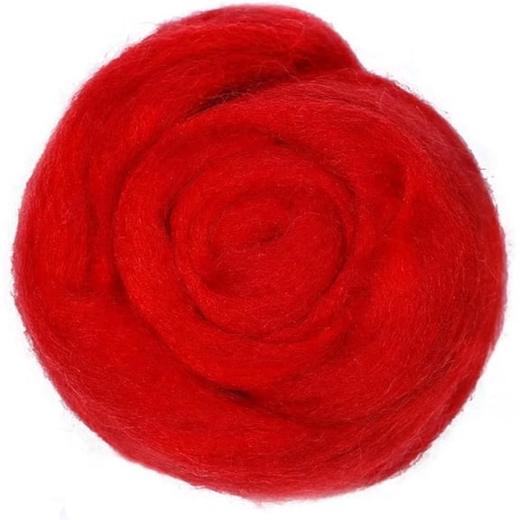 PALINO Wool Roving Yarn, 100G/3.53Oz Soft Felting Wool Pure Chunky Roving Yarn Bulk for Needle Felting Knitting Blanket Spinning Weaving Diy Craft, Wool Roving Red