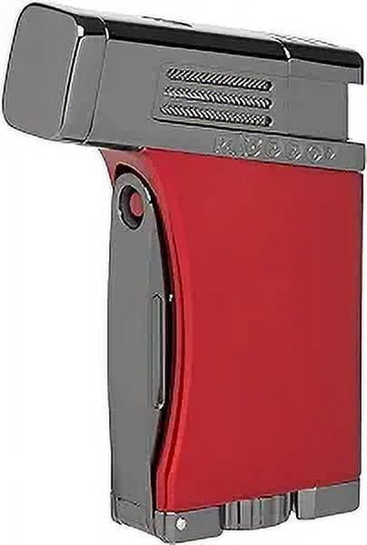 PALIO® Pro Line, Scorpius Jet Torch Cigar, Angled, Single-Jet Torch Lighter with a Fold -Out 7.5mm Punch Cutter, Red