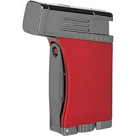 PALIO Pro Line, Scorpius Jet Torch Cigar, Angled, Single-Jet Torch Lighter with a Fold -Out 7.5mm Punch Cutter, Red