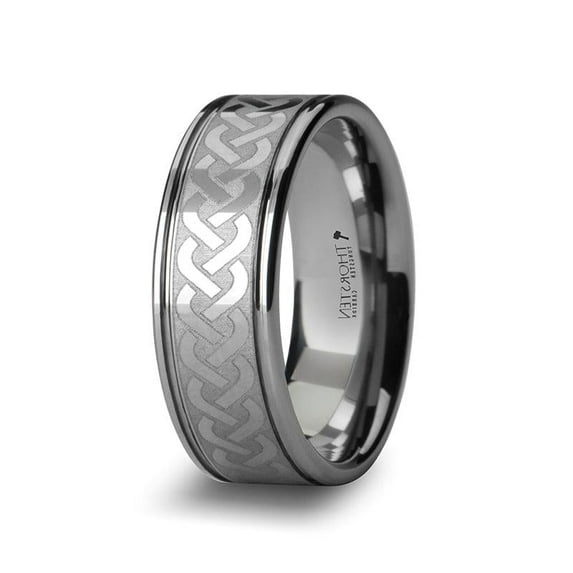 PALLAS Men's Tungsten Carbide Ring with Celtic Knot Pattern 8mm