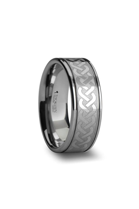 PALLAS Men's Tungsten Carbide Ring with Celtic Knot Pattern 8mm