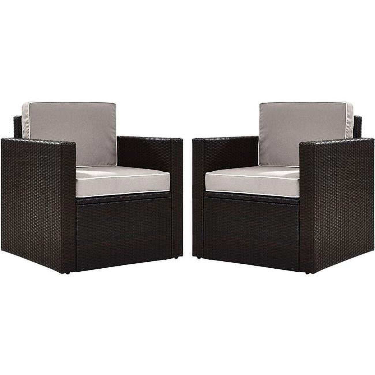 Palm Harbor 2-Piece Brown Wicker Outdoor Chair Set with Gray Cushions