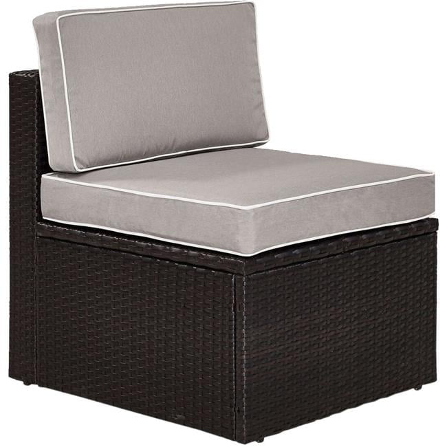 Palm Harbor Gray Outdoor Wicker Center Chair with Steel Frame