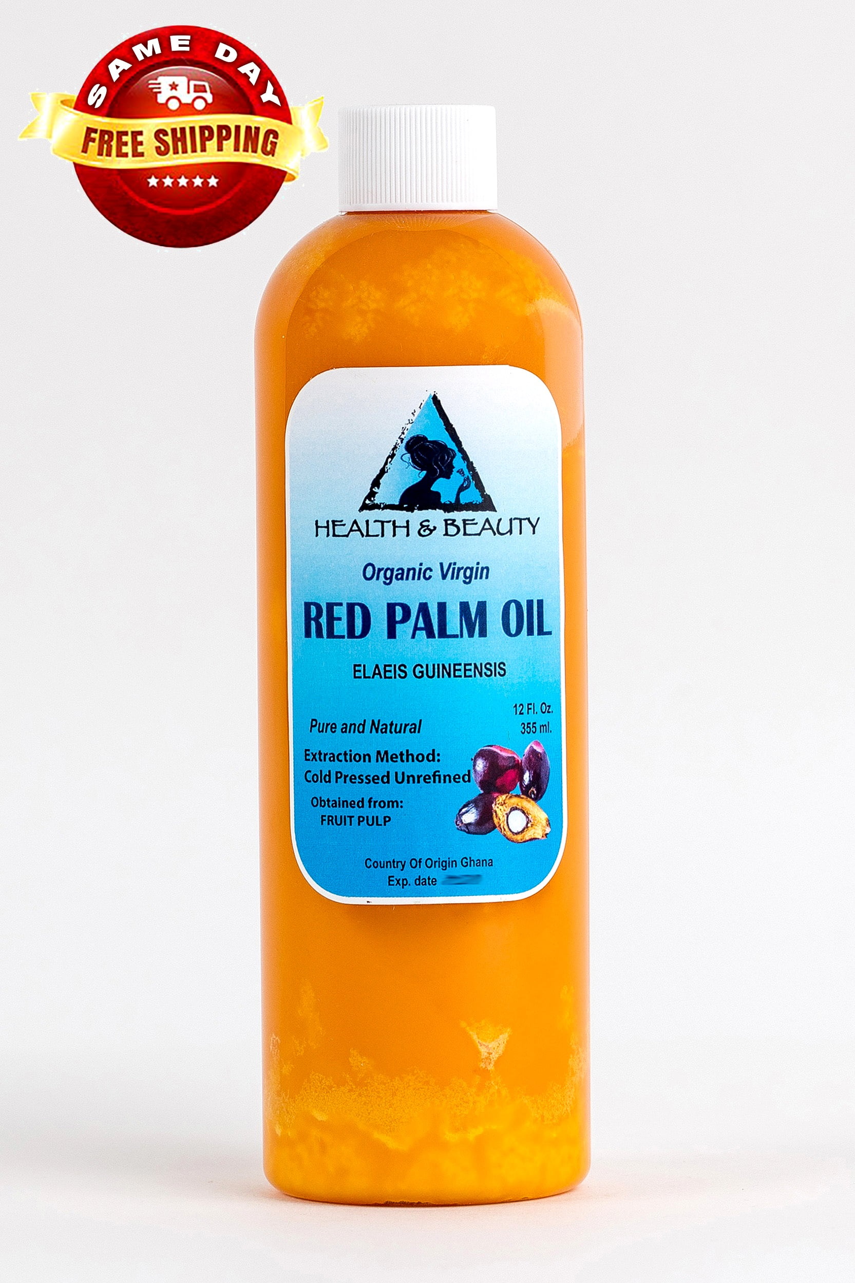 PALM OIL "RED" EXTRA VIRGIN UNREFINED ORGANIC CARRIER COLD PRESSED PURE 12 OZ