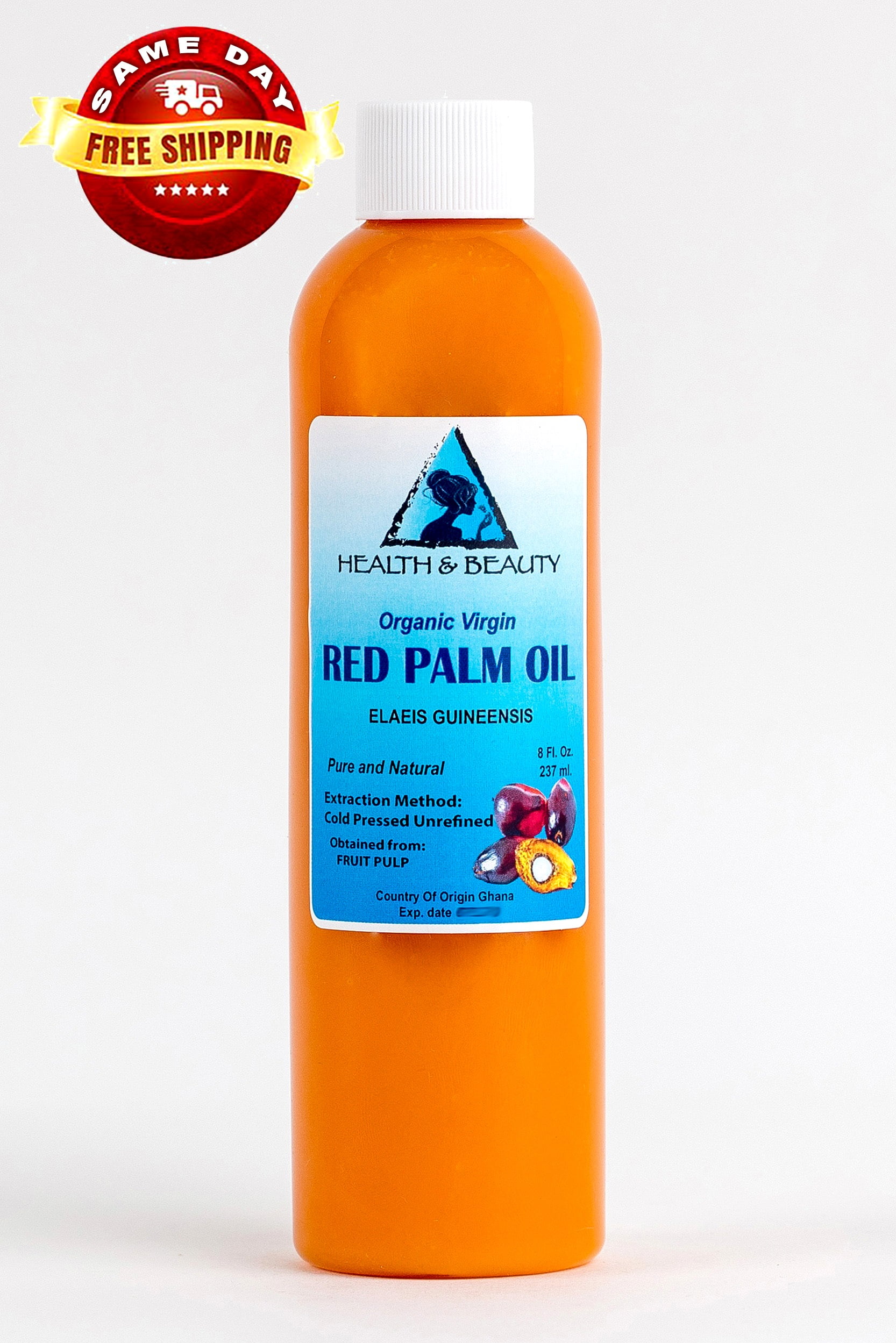 PALM OIL "RED" EXTRA VIRGIN UNREFINED ORGANIC CARRIER COLD PRESSED PURE 8 OZ