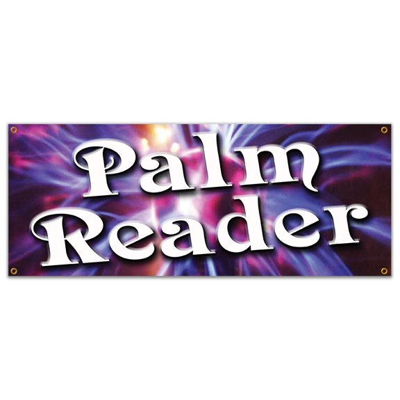 PALM READER BANNER SIGN fortune teller crystal ball future mystic palmists hand