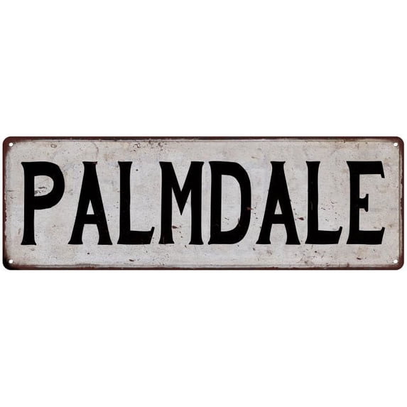 PALMDALE Vintage Look Rustic Metal 8x24 Sign City State 108240041189