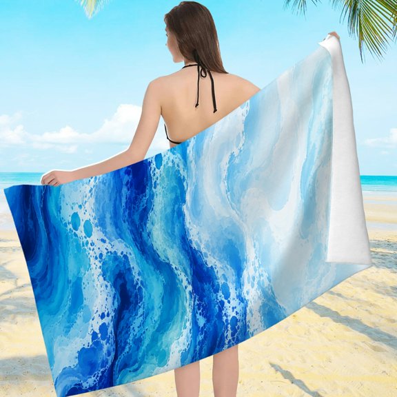 PALNKART Gradient Ocean Wave Texture Art  Compact Lightweight - Machine Washable Ultra-Soft Microfiber, Beach Pool Great Gift