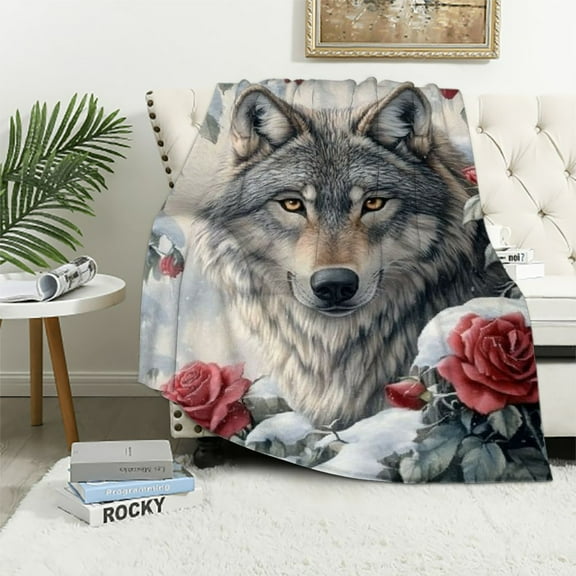 PALNKART Kids Boys Girls Wolf Sherpa Blanket Wolves Howling Fleece Throw Blanket Boy Wolves Plush Blanket Animal Wolves Fuzzy Cozy Soft Blanket 50x60in