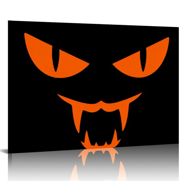 PALNKART Monster Fangs Eyes Orange Black Silhouette Print On Canvas, Wall Decor For Bedroom Fashion Kitchen Wall Pictures , Wall Decor for Bathroom Suitable for living room, bedroom, kitchen