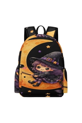 Moon Witch Printed Oxford Backpack, Large Capacity Laptop Backpack, Water Resistant, Travel Daypack for College Work Commuting Adults,