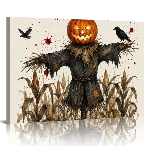 PALNKART Pumpkin Scarecrow Crow Cornfield Print On Canvas, Art Modern Canvas Prints, Wall Decor For Bedroom Fashion Kitchen Wall Pictures Suitable for living room, bedroom, kitchen, corridor