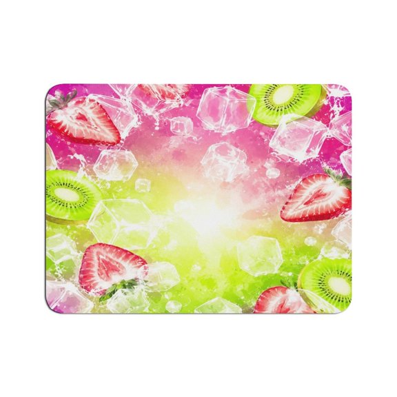 PALNKART  Strawberry Kiwi Ice Pattern Mouse Pad, Square Smooth Surface Desk Mat, Stitched Edge for Office, Laptop, Computer, Home,