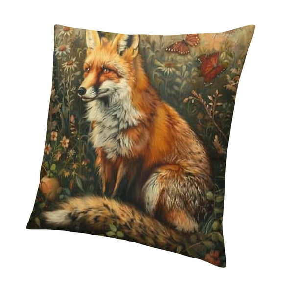 PALNKART Vintage Forest Animals Pillows Cover Deer Fox Rabbit Hedgehog Decor Throw Pillow Covers Wildlife Pillowcase Cushion Case Pillow Decorative for Couch Sofa Home Office Outdoors 24x24in