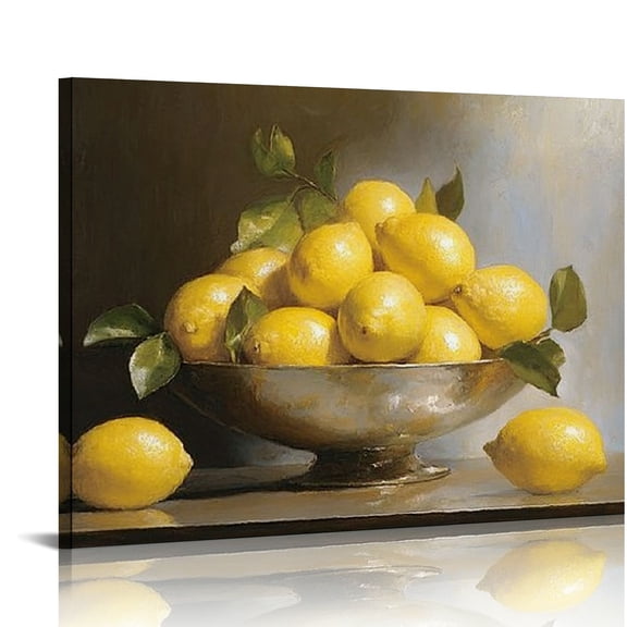 PALNKART Vintage Lemon Wall Art French Country Still Life Print Vintage Lemon Still Life Art Canvas Lemon Painting Vintage Fruit Pictures Yellow Lemon Artwork For Wall Antique Fruit Pictures  16x12in