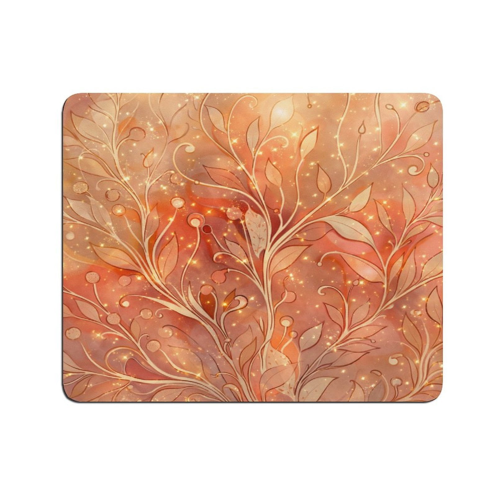 PALNKART Warm Orange Gold Leaf Pattern Mouse Pad, Square Smooth Surface ...
