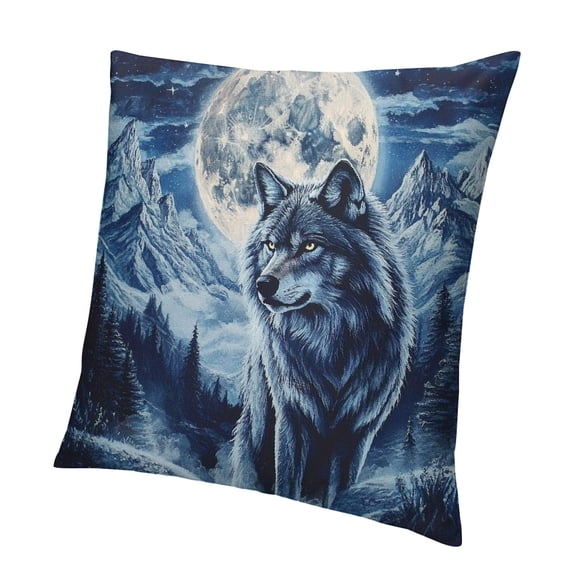PALNKART Wolves in The Moonlight Throw Pillow Cover Wolf Cushion Cover Modern Decorative with Invisible Zipper Pillow Case for Bedroom Sofa Living Room 20x20in