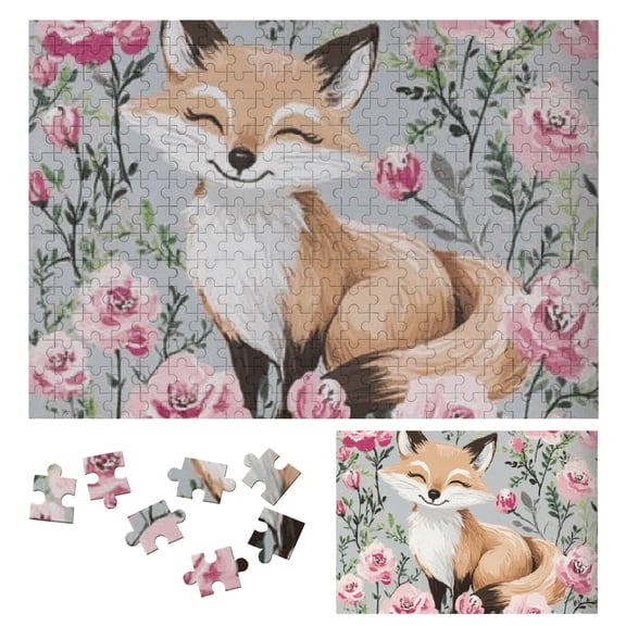 PALNKART Wooden Jigsaw Puzzle Fox Flowers Adult Challenge Gift 300 PCS
