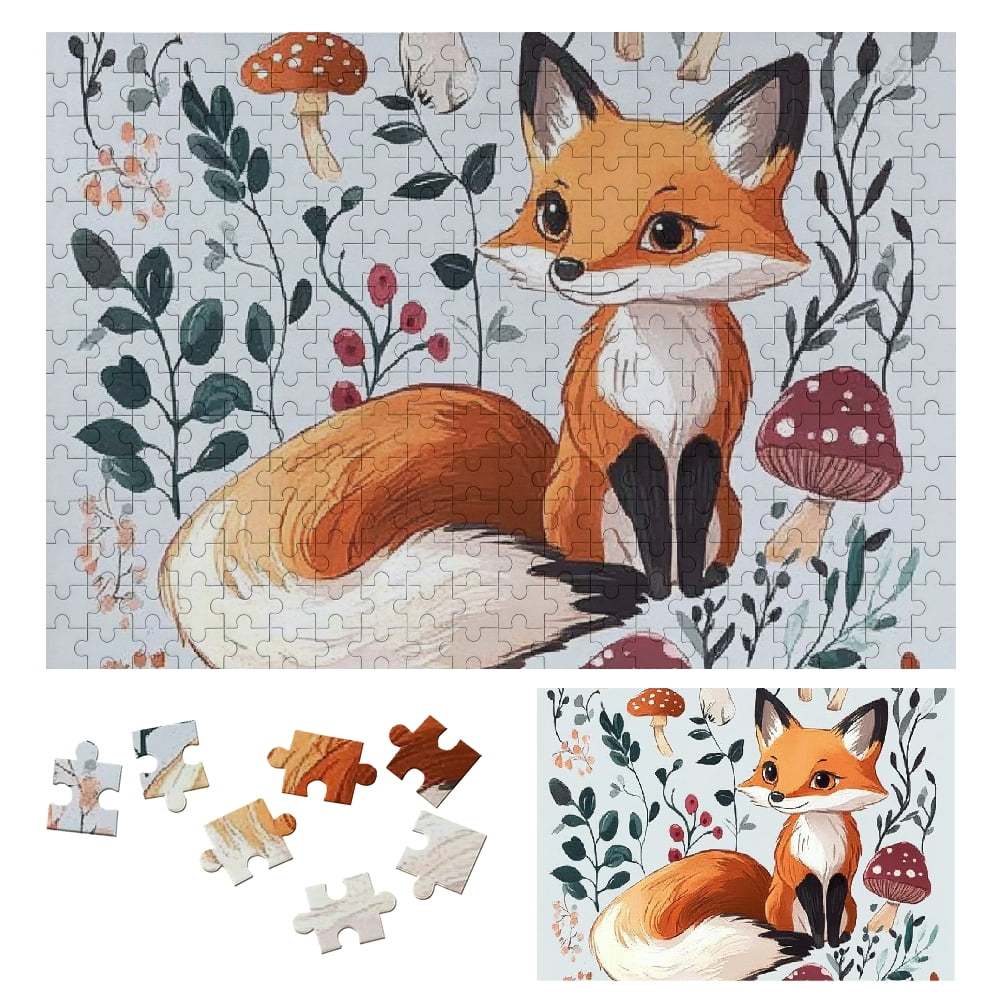 PALNKART Wooden Jigsaw Puzzle Fox Mushroom Gift for Family Friends 300 ...