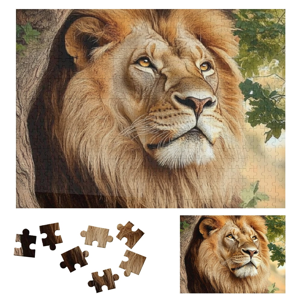 PALNKART Wooden Jigsaw Puzzle Lion Tree Mane Gift for Family Friends ...