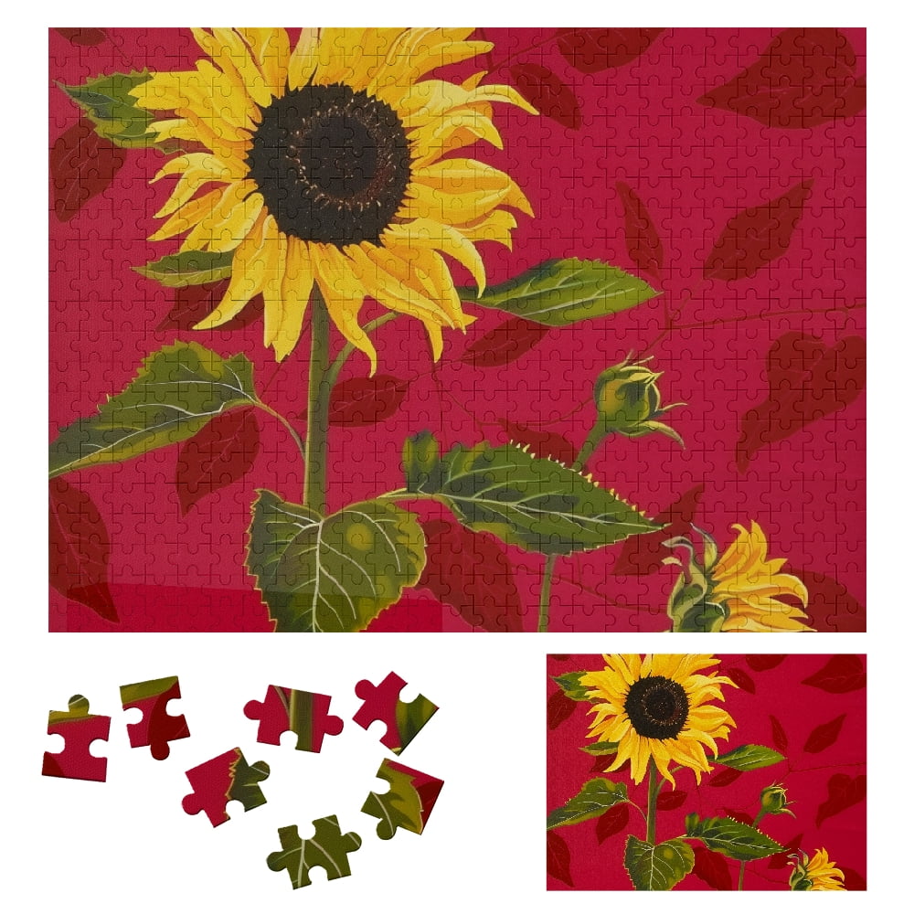 500 Piece Jigsaw Puzzle - Sunflower & Butterfly Inspirational Art, 20x15 Inches, For Adults & Families