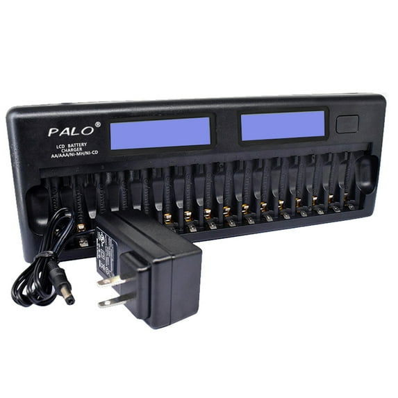 PALO PL-NC31 Universal Intelligent Battery Two 3 Inch LCD Display Speedy Smart with 16 Battery Slots for 1.2V Ni-MH AAA AA Batteries Plug