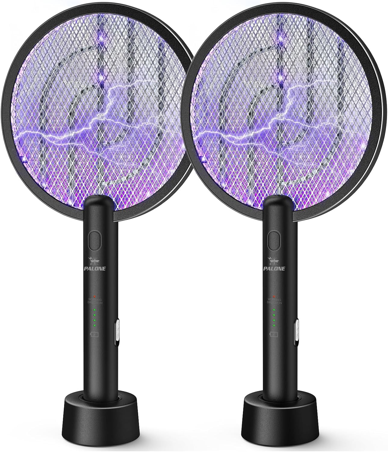 PALONE Electric Fly Swatter 3000V Bug Zapper Racket 2 in 1 Fly Swatter with 1200mAh Battery Rechargeable Mosquito Killer Lamp with 3 Layers Safety Mesh for Indoor and Outdoor