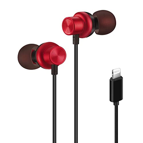 PALOVUE LIGHTNING HEADPHONES LIGHTNING HEADSET MFI EARFLOWPLUS METALLIC RED