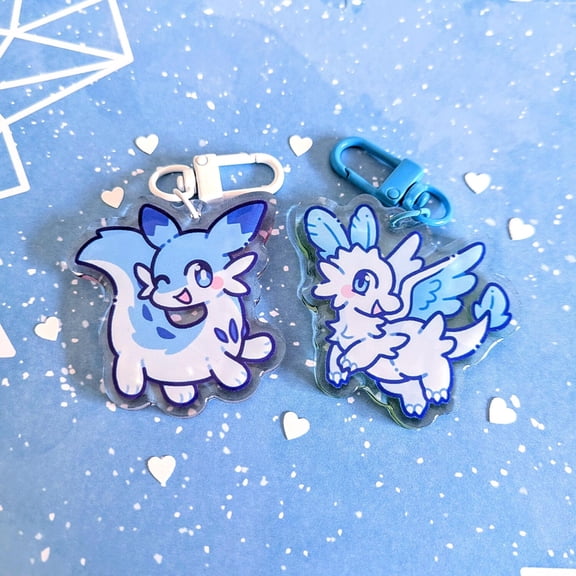 PALWORLD Chillet Ignis and Quivern Botan Acrylic Keychains | Cute Acrylic Charms | Clear Acrylic Accessory | Kawaii Japanese Mascot Keychain (1 keychain)
