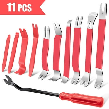 PALYTTE 11PCS Trim Removal Tool Set, Pry Tool Auto Fastener Remover Pry Bar Set Trim Remover Kits for Vehicle Door Panel, Audio Radio Panel, Dashboard Repair Kit (Red)