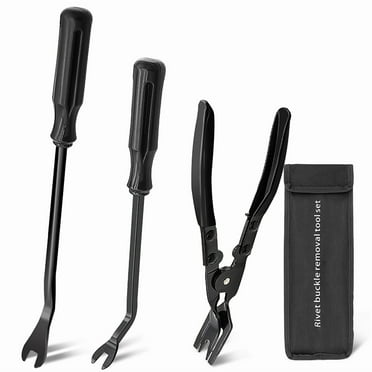 PALYTTE 3-Piece Auto Clip Pliers Set,Trim Removal Tool Set, Dashboard, Upholstery, Trim Rivet Puller Kit with Storage Bag for Interior Car Repair, Car Accessories ( Black)