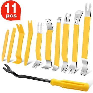 PALYTTE Auto Trim Removal Tool Kit, 11 Pcs Auto Car Trim Tool Set Plastic Pry Tool Kit for Car, Fastener Remover Pry Bar Set Car Door Panel Removal Tool Dashboard Repair Kit (Yellow)
