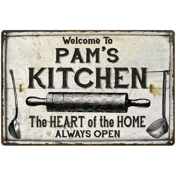 PAM'S Kitchen Farmhouse Sign Gift 8x12 Metal 108120033368