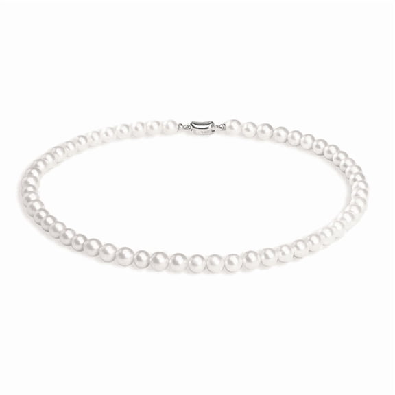 PAMFOIEL White Pearl Necklace for Women, 8-9mm Imitation Pearl Glass Bead Necklace, Elegant Pearl-Like Luster Jewelry, 17.72 Inch Classic Necklace for Wedding, Birthday and Anniversary Gifts