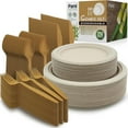 thumbnail image 1 of PAMI 250-Piece Compostable Dinnerware Set – Eco-Friendly Disposable Sugarcane Plates, Cutlery & Cups Heavy-Duty Biodegradable Tableware, 1 of 6