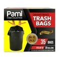 thumbnail image 1 of PAMI 30 Gallon Trash Bags, Plastic, Unscented, 35 Count - Tall Kitchen Garbage Bags with Drawstring, 2ft x2ft - Black, 1 of 5