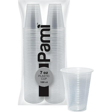 PAMI 7 Oz Clear Plastic Cups for Party Disposable Drinking Cups, 100-Pack