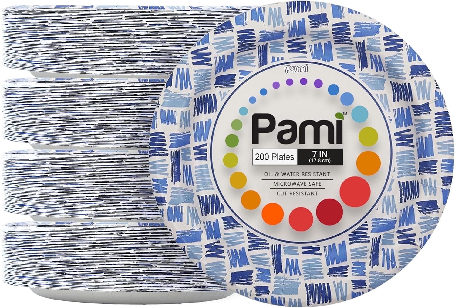 PAMI 9” Heavy Duty Paper Plates Disposable Dinner Plates Party Plates, 200-Pack
