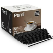 PAMI Disposable Coffee Stirrers Straws 5” Sip Stir Sticks Drink Stirrer, Black 1000-Pack