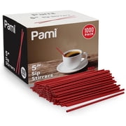 PAMI Disposable Coffee Stirrers Straws 5” Sip Stir Sticks Drink Stirrer, Red 1000-Pack