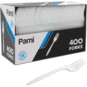 PAMI Plastic Forks 400-Pack – Medium-Weight Disposable Forks, Recyclable Plastic Silverware & Cutlery for Parties, Catering, & Takeaway Orders