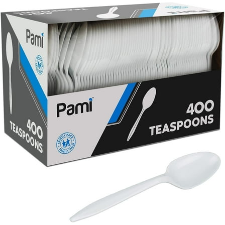 PAMI Disposable Teaspoons Medium Weight Coffee Spoons Plastic Utensils, 400-Pack