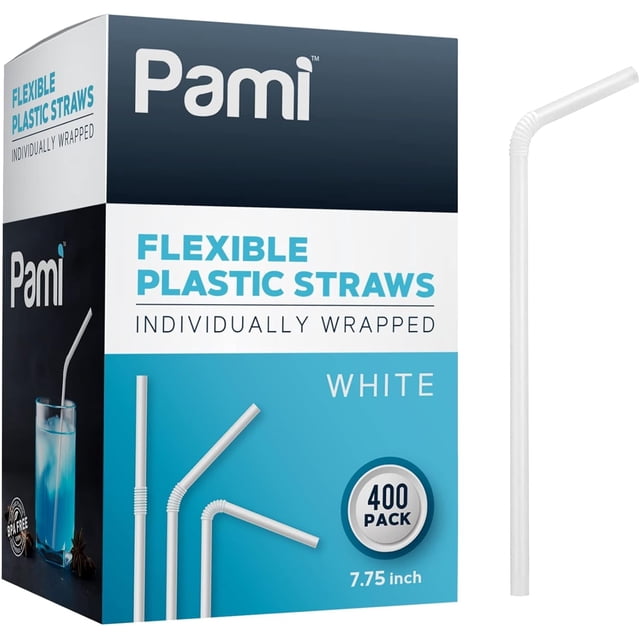 N//C Iridescent White Paper Straws - 7.75 Inch, Pack Of 100, Biodegradable, For Cocktails & Parties